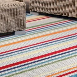 Coastal Geometric Casual Stripe Indoor Outdoor Area Rug By Blue Nile Mills -Garden Furniture Store GUEST ee95bfee 1d63 4cbf a19e 3b81062c6968