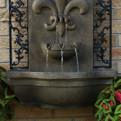 Sunnydaze Decor Sunnydaze 33"H Electric Polystone French Lily Design Outdoor Wall-Mount Water Fountain 5 Sunnydaze Decor Sunnydaze 33"H Electric Polystone French Lily Design Outdoor Wall-Mount Water Fountain - Image 5