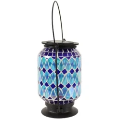 Sunnydaze Decor Sunnydaze Solar LED Outdoor Cool Blue Mosaic Lantern - 8.5" -Garden Furniture Store GUEST f249d47b 4d77 4df5 b953 771949a37e0d