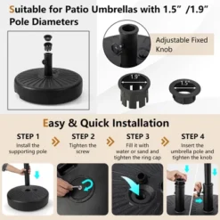 Costway 20'' Patio Fillable Round Umbrella Base Stand Holder Fit Pole 1.5''/1.9'' Outdoor -Garden Furniture Store GUEST f93372db b9ec 475e 87e5 005f6e16fcd6