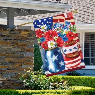 Northlight Floral Bouquet Patriotic Outdoor House Flag 28" X 40" 1 Northlight Floral Bouquet Patriotic Outdoor House Flag 28" X 40"