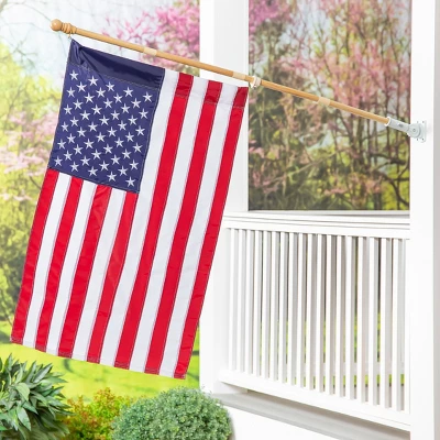 Evergreen American Flag With Wooden Flag Pole & Bracket Kit 1 Evergreen American Flag With Wooden Flag Pole & Bracket Kit