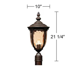 John Timberland Bellagio Rustic Outdoor Post Light Veranda Bronze 21" Hammered Glass For Exterior Barn Deck Post Light House Porch Yard Patio Home -Garden Furniture Store GUEST fe293024 50a7 442a aad6 bfa4272ba0a4