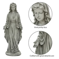 LuxenHome 30.5" H Virgin Mary Indoor Outdoor Statue Garden Statues, Gray Or Ivory -Garden Furniture Store GUEST fe78c16b e3c2 4f3c 9505 1de832c30a47