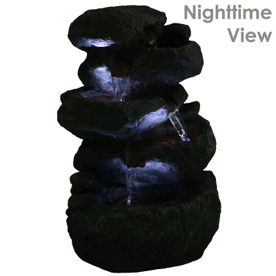 Sunnydaze Decor Sunnydaze Indoor Home Decorative Relaxing Stacked Rocks Tabletop Water Fountain With LED Lights - 10" 2 Sunnydaze Decor Sunnydaze Indoor Home Decorative Relaxing Stacked Rocks Tabletop Water Fountain With LED Lights - 10" - Image 2